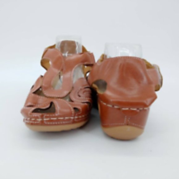 Yasirun Shoes Yasirun Womens Slingback Sandals Brown Hook And Loop Cutout Eur 42 New Poshmark